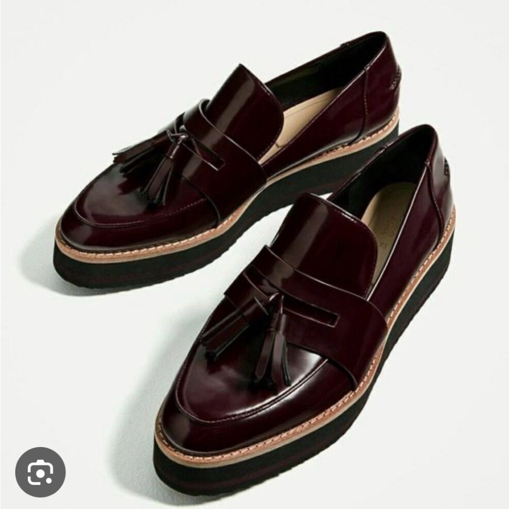 Zara Dark Burgundy Tassel Loafers